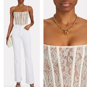 Rozie Corsets Lace Corset Bustier White Crop Top Size Medium